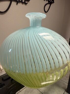 Handblown Two-Tone Glass Vase - Blue and Green